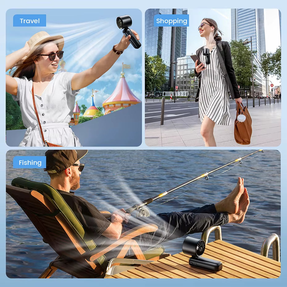Portable Handheld Turbo Fan 5000Mah Rechargeable Fan with 6 Speeds Foldable Neck/Desk Fan with Digital Display Pocket Small Fans