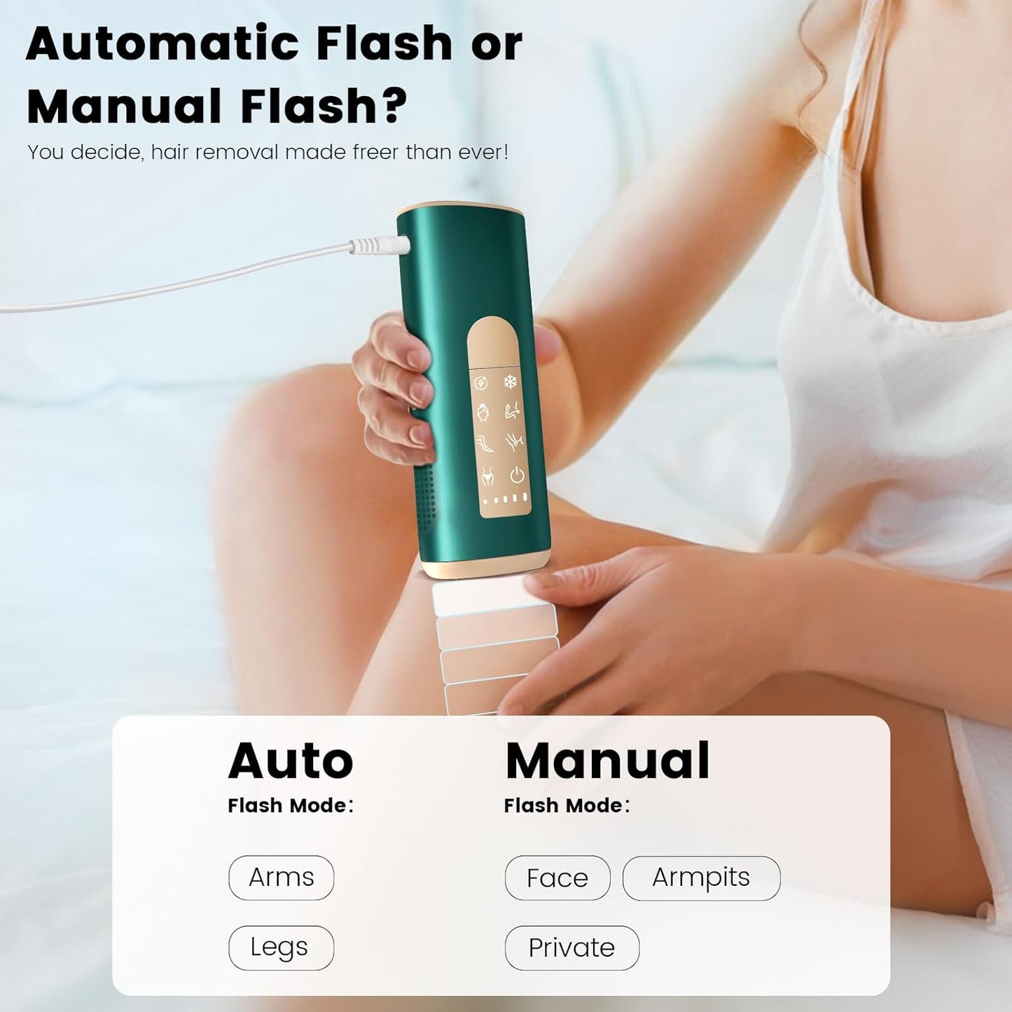 Laser Hair Removal with Sapphire Ice Cooling 40℉, 20J MAX Painless IPL Laser Hair Removal Device for Women & Men, Full Body & Facial Use, Green