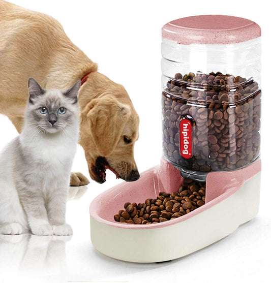 Automatic Cat & Dog Feeder - 1 Gallon Gravity Pet Feeder Dispenser - Pink