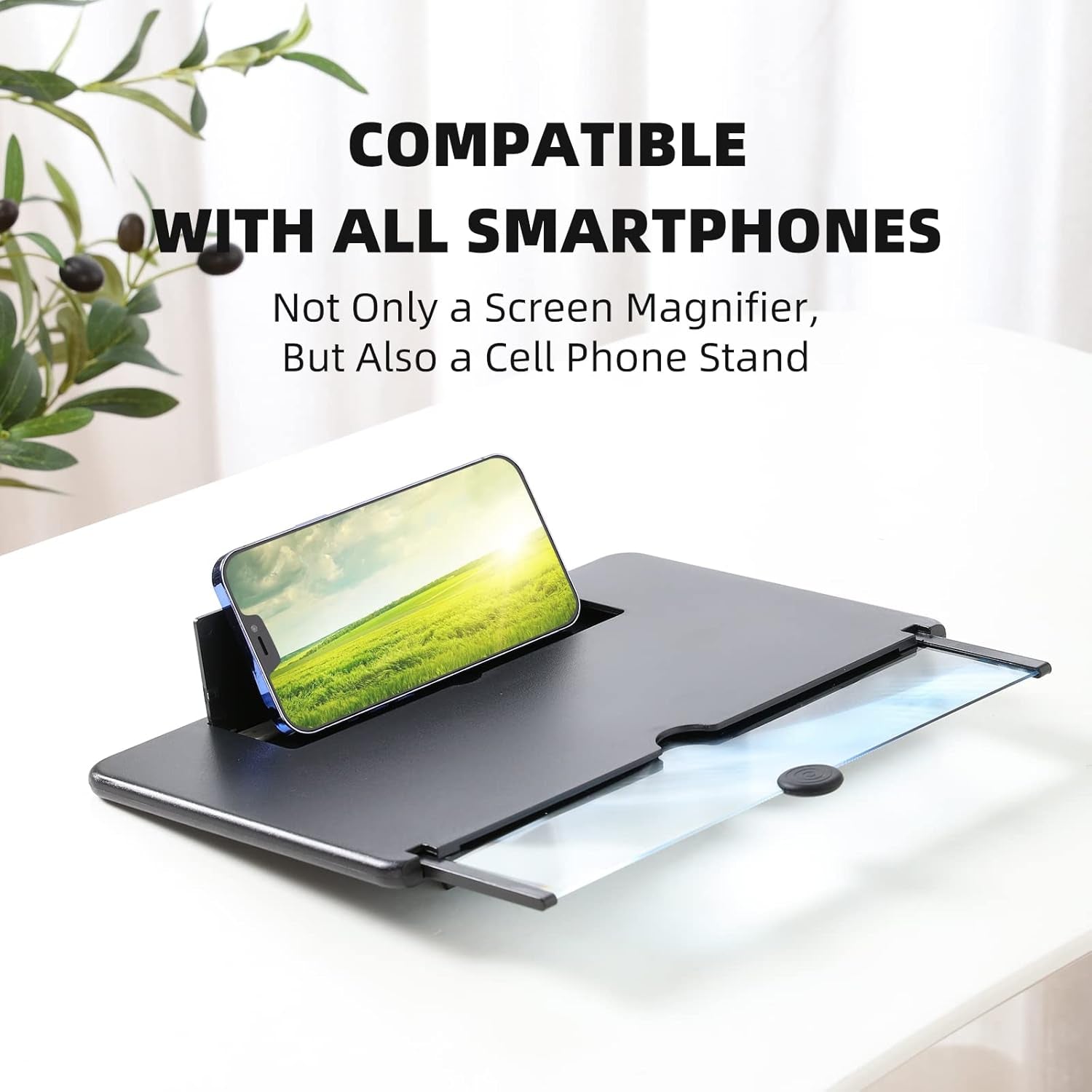 Screen Magnifier for Cell Phone, 14" Magnifying Screen 2025 Upgraded HD 3D Amplifier Stand with Enlarger Compatible with All Smartphones for Movies Videos Gaming