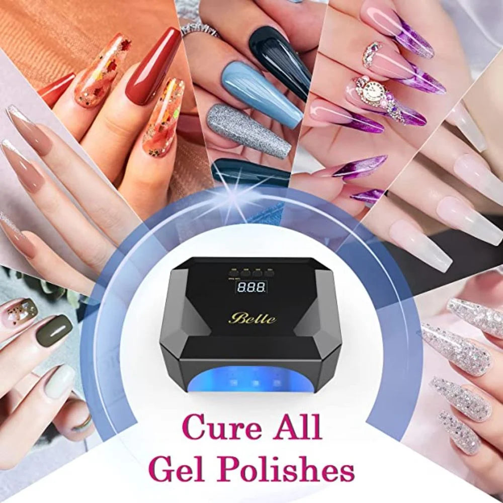 Cordless UV LED Nail Lamp, 54W Gel Dryer with Auto Sensor & Timer for Acrylic Nails - Black