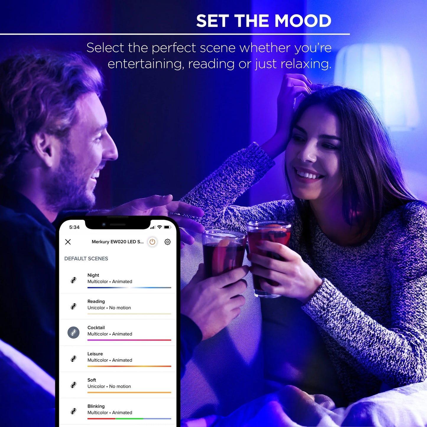 Smart RGB Strip Lights, 16Ft, Sound-Sync