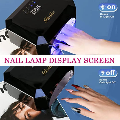 Cordless UV LED Nail Lamp, 54W Gel Dryer with Auto Sensor & Timer for Acrylic Nails - Black