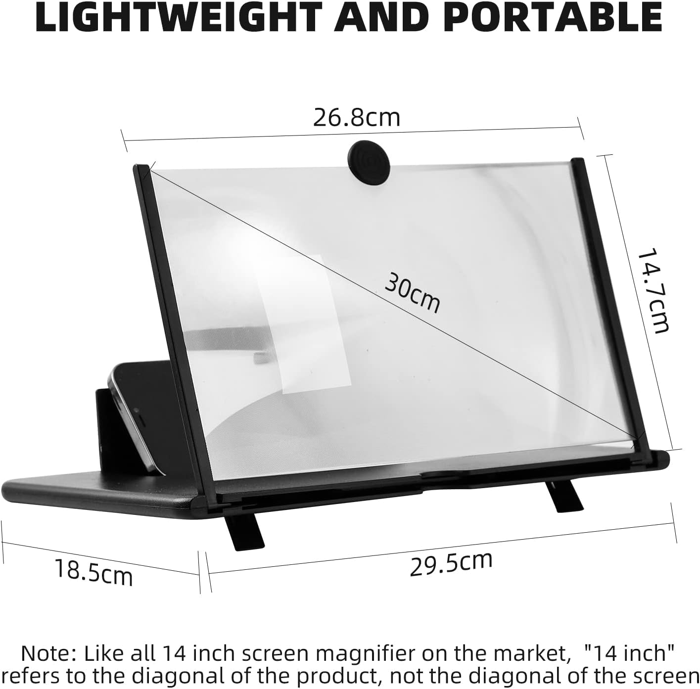 Screen Magnifier for Cell Phone, 14" Magnifying Screen 2025 Upgraded HD 3D Amplifier Stand with Enlarger Compatible with All Smartphones for Movies Videos Gaming