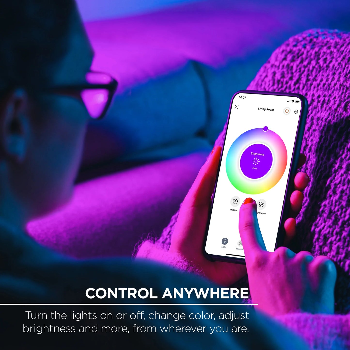 Smart RGB Strip Lights, 16Ft, Sound-Sync