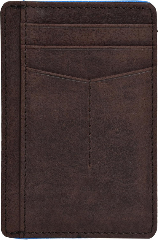 Leather Minimalist Wallet for Men & Women RFID Front Pocket Leather Card Holder Wallets