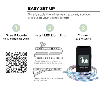 Smart RGB Strip Lights, 16Ft, Sound-Sync