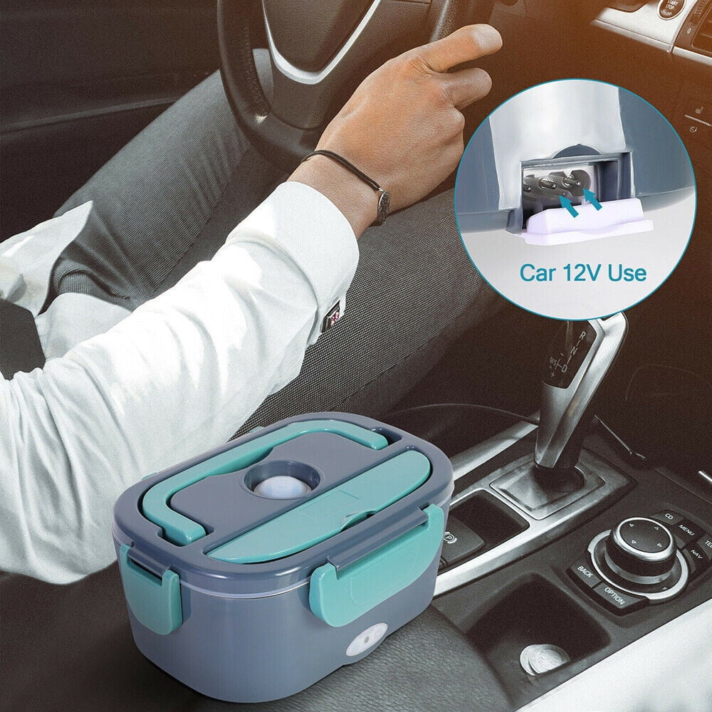 Electric Heating Lunch Box Food Heater/Warmer Portable Heated Lunch Boxes for Car Truck and Home Work Adults Electric Lunch Box - Leak Proof, 1.5L Removable 304 Stainless Steel Container,Green